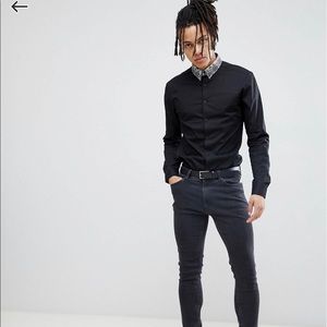 ASOS black shirt with leopard collar